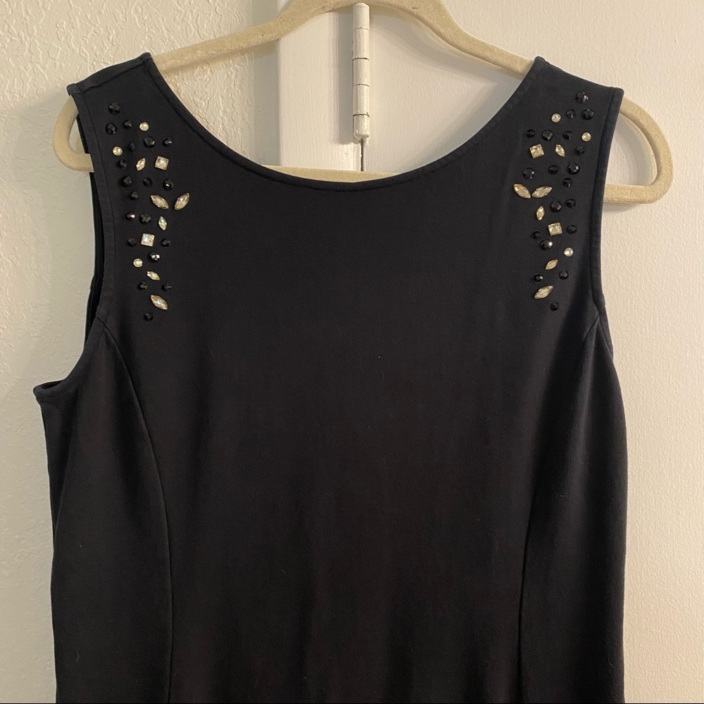 New York & Company Black Dress with Jeweled Accents Size XL - Picture 3 of 8